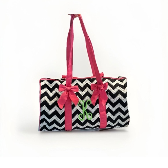 n. gil Handbags - Chevron Black and Pink Tote Bag